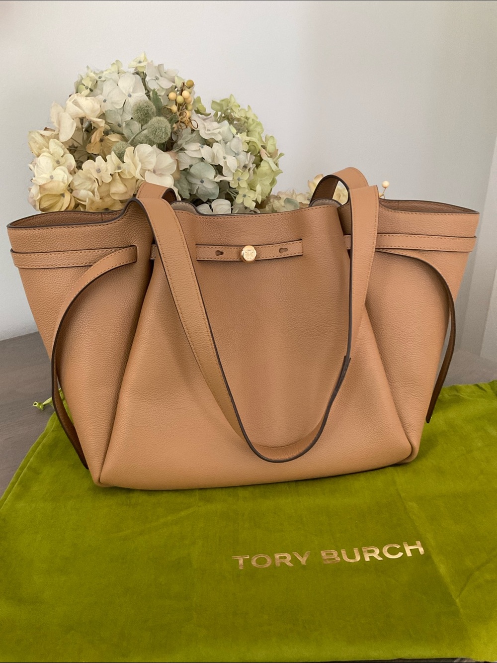 Tory Burch Romy Tiramisu Leather Tote